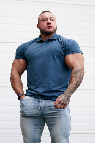 Muscle Fit All-Day Polo T-Shirt - Storm Blue